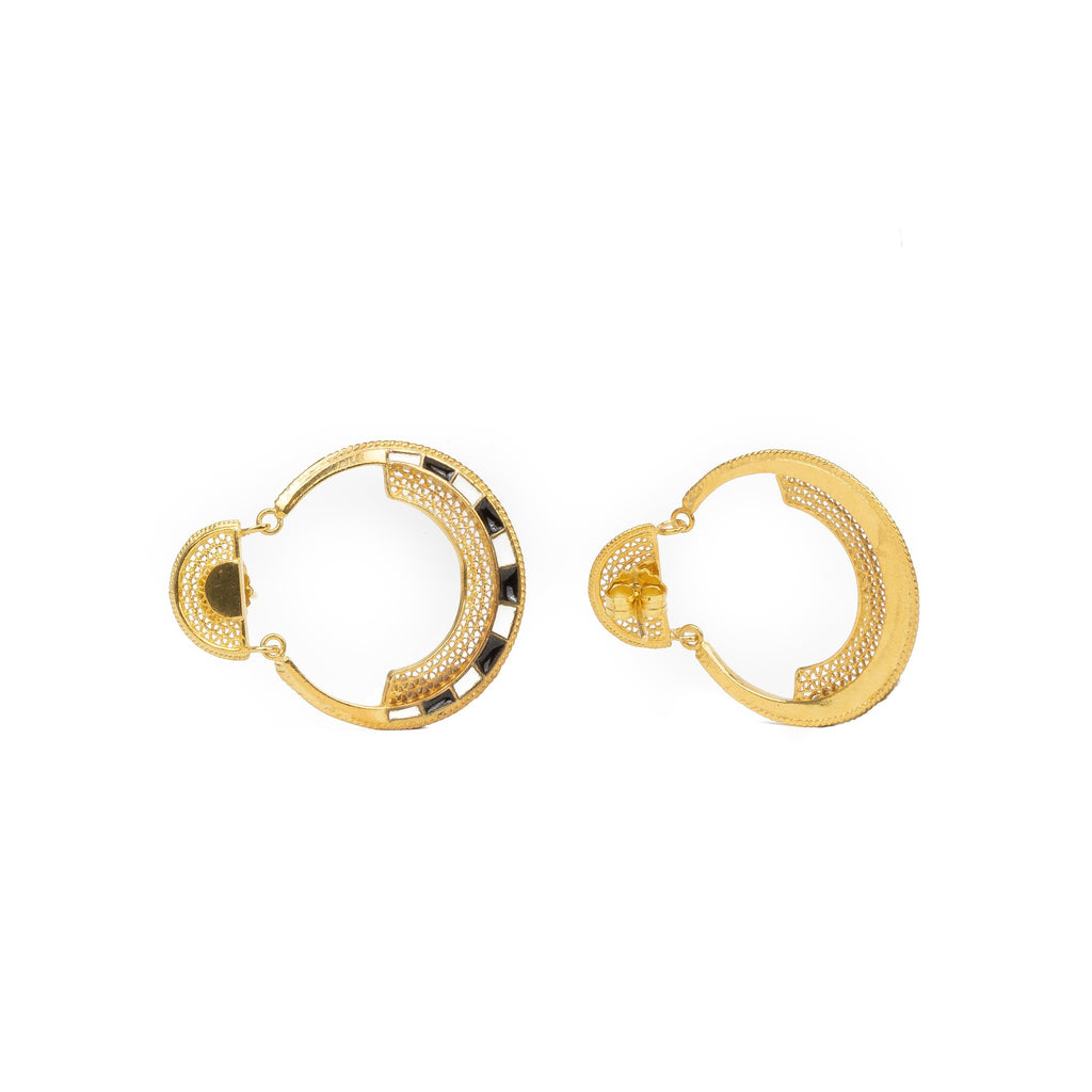 Golden silver filigree hoop earring 37mm (1.45in) -2