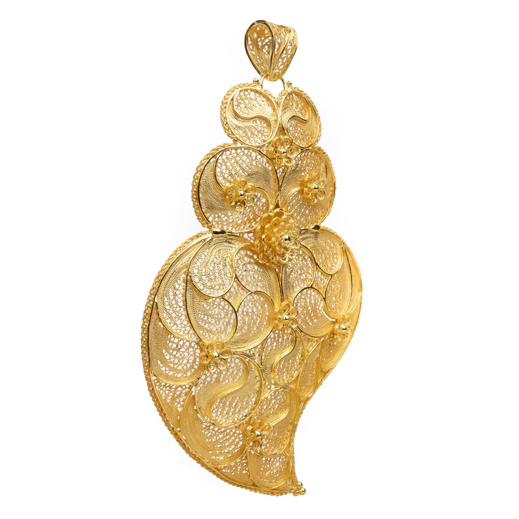 Golden silver filigree pendant heart of Viana 117mm (4.6in) -2