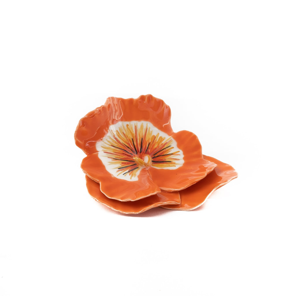 Ceramic Flower Orange Pansy 7cm (2.8in)