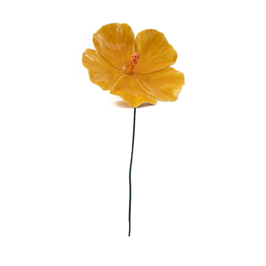 Ceramic Flower Yellow Hibiscus 11cm (4.3in) -2